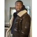 Power 50 Cent Brown Fur Leather Jacket